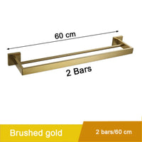 Porte-Serviette Mural Carré Inox 304 60 cm, 1 ou 2 Barres
