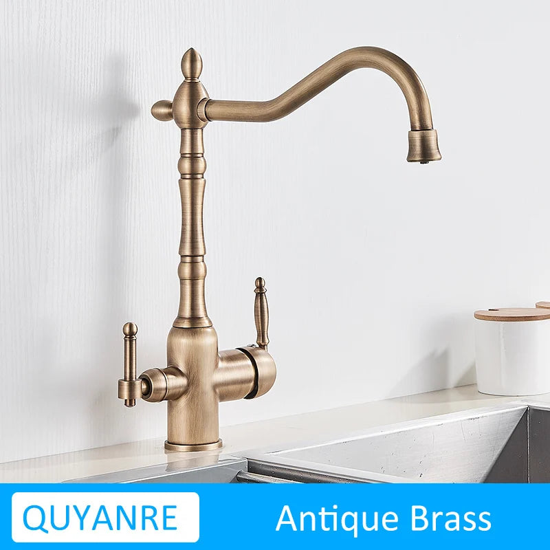 Mitigeur de Cuisine Filtrant Laiton Vieilli Rotatif 360°