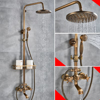 Colonne de Douche Rétro Laiton Antique ou Noir Mat, Pommeau Pluie 20 cm
