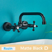 Robinet Mural Lavabo Double Poignée Noir