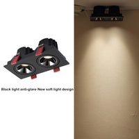 Spot LED Encastrable Carré Cuisine Anti-Éblouissement, Simple ou Double Tête
