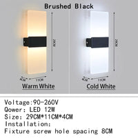 Applique Murale LED Acrylique Haut et Bas, 14 à 40 cm