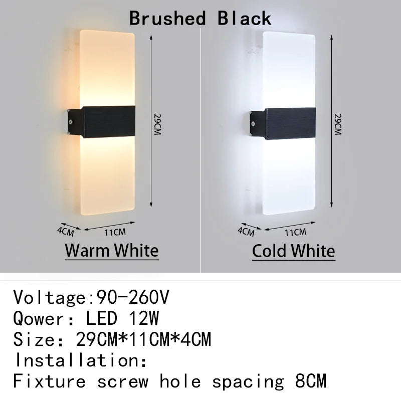 Applique Murale LED Acrylique Haut et Bas, 14 à 40 cm