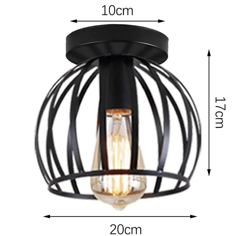 Plafonnier Cuisine Industriel Noir Semi-Encastré, Cage Métal, 25 Modèles au Choix