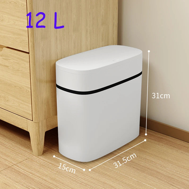 Poubelle Salle de Bain Étanche à Pression Blanche 14 Litres