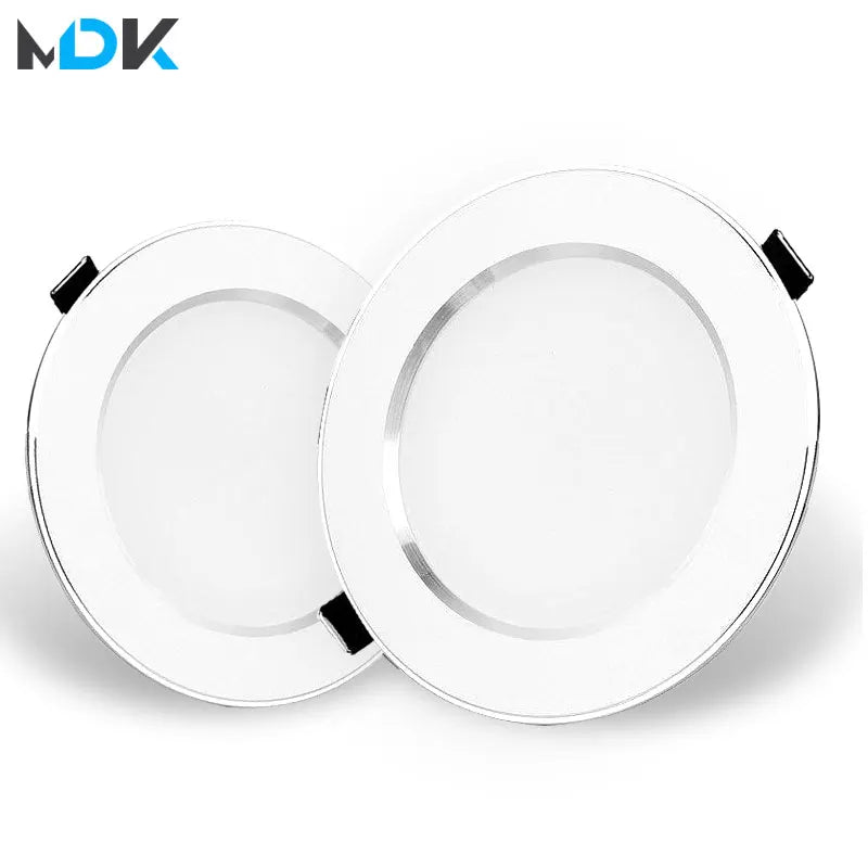 Spot LED Encastrable Blanc Liseré Argent, 3 à 18 W, Ø 69 à 118 mm