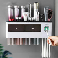 Porte-Brosse à Dents Mural et Distributeur de Dentifrice, 10 Modèles, Gobelets Magnétiques