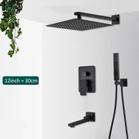 Douche Encastrable Noire Cascade de Pluie avec Bec