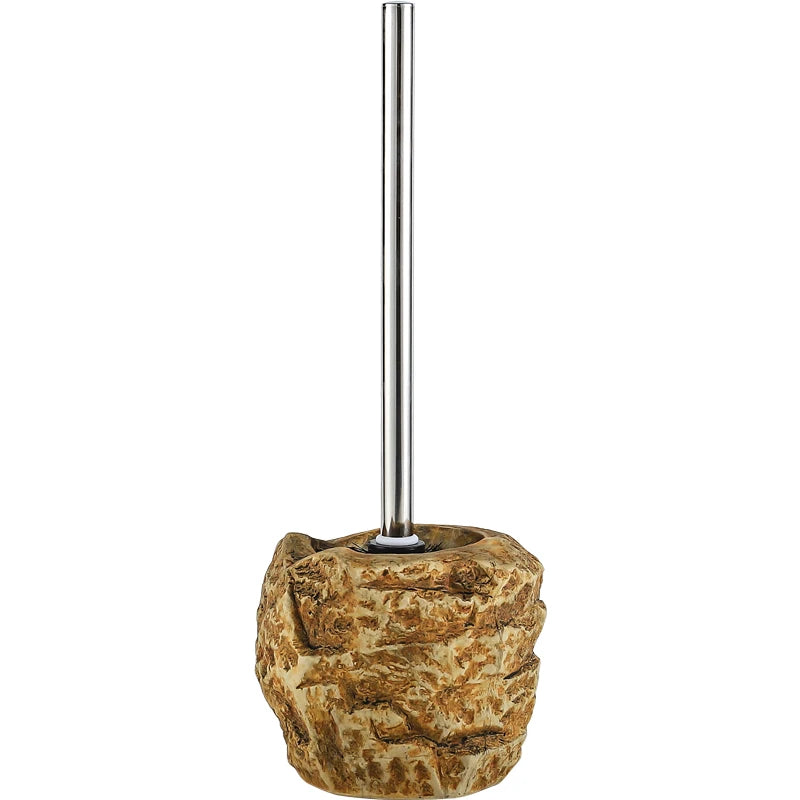Brosse WC Céramique Effet Pierre Noire avec Manche Inox, 3 Modèles