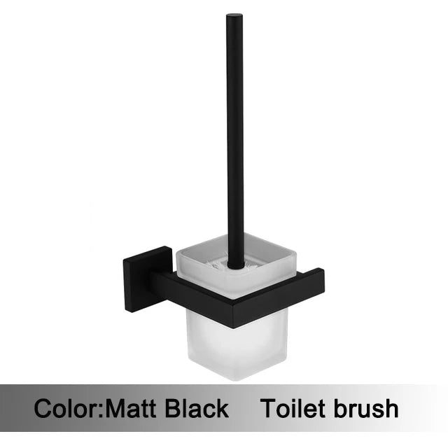 Accessoires Salle de Bain Noir Mat à la Pièce, 13 Articles