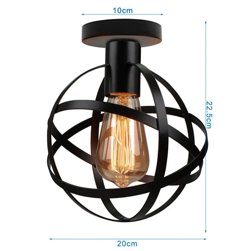 Plafonnier Cuisine Industriel Noir Semi-Encastré, Cage Métal, 25 Modèles au Choix