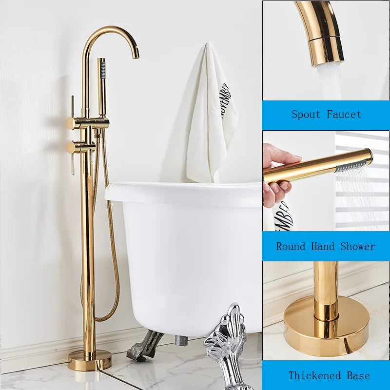 Robinet Baignoire sur Pied en Laiton avec Douchette 115 cm