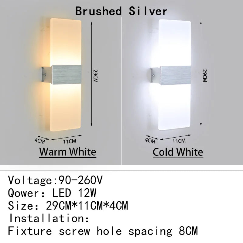 Applique Murale LED Acrylique Haut et Bas, 14 à 40 cm