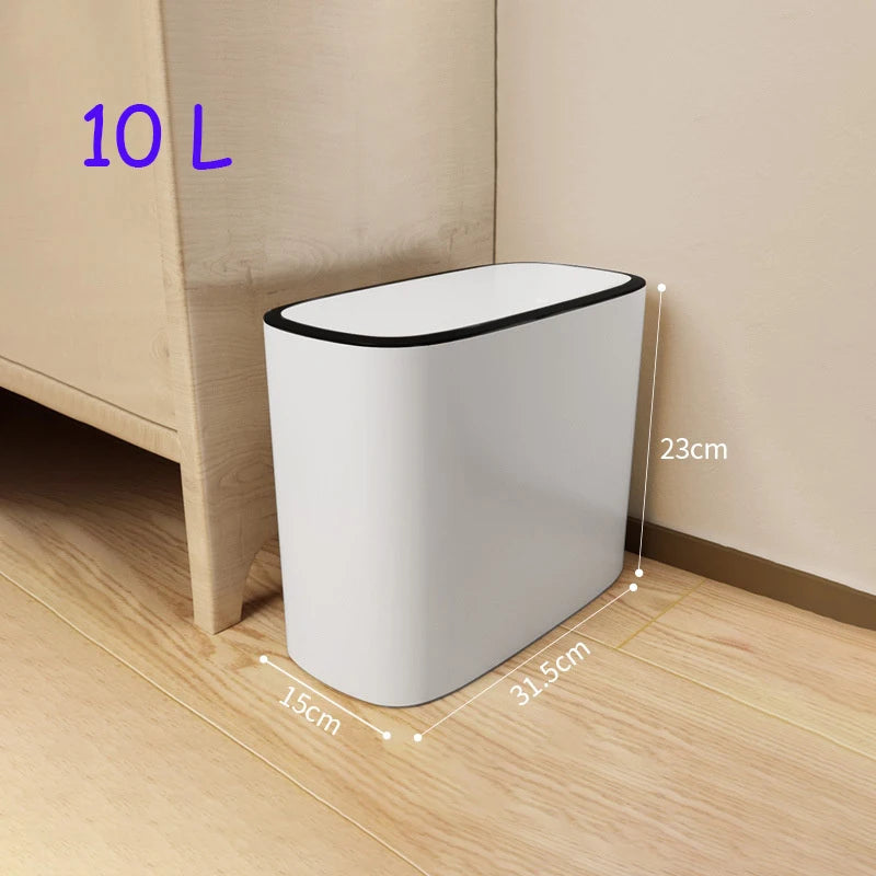Poubelle Salle de Bain Étanche à Pression Blanche 14 Litres