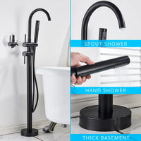 Robinet Baignoire Îlot avec Douchette et Inverseur, Laiton 115 cm