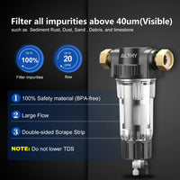 Préfiltre Toute la Maison Lavable à Contre-Courant, Tamis Inox 316L, Clé Fournie
