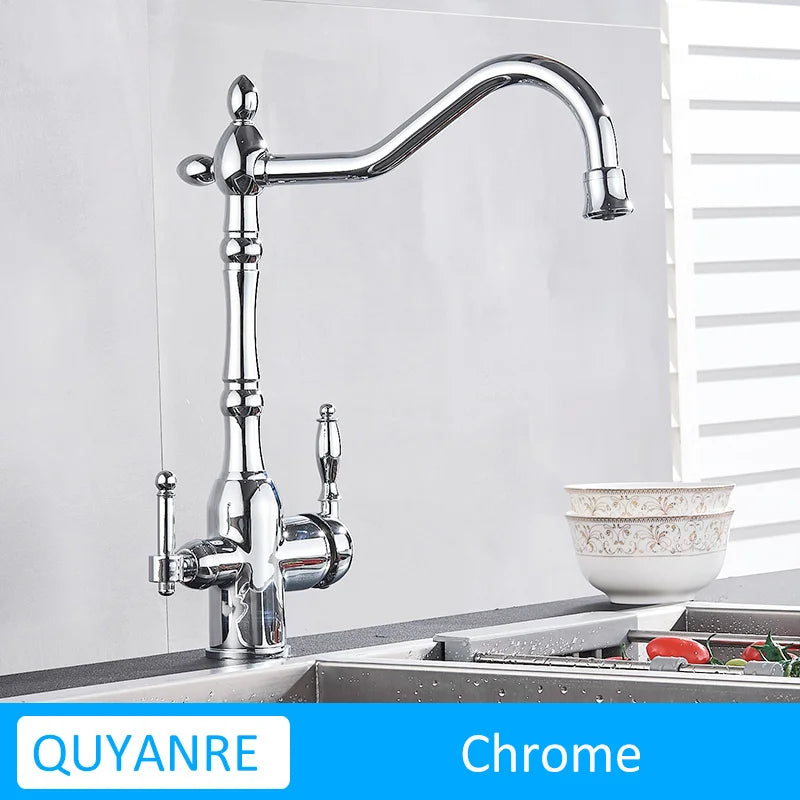 Mitigeur de Cuisine Filtrant Laiton Vieilli Rotatif 360°