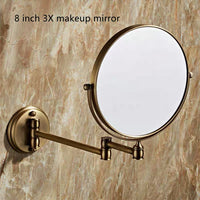 Miroir Grossissant Mural Laiton Pliable Télescopique Double Face
