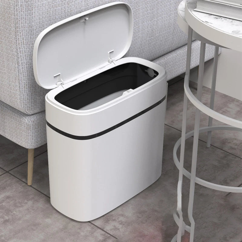Poubelle Salle de Bain Étanche à Pression Blanche 14 Litres