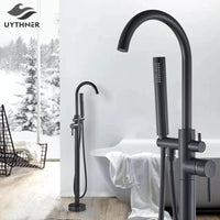 Robinet Baignoire Îlot avec Douchette et Inverseur, Laiton 115 cm