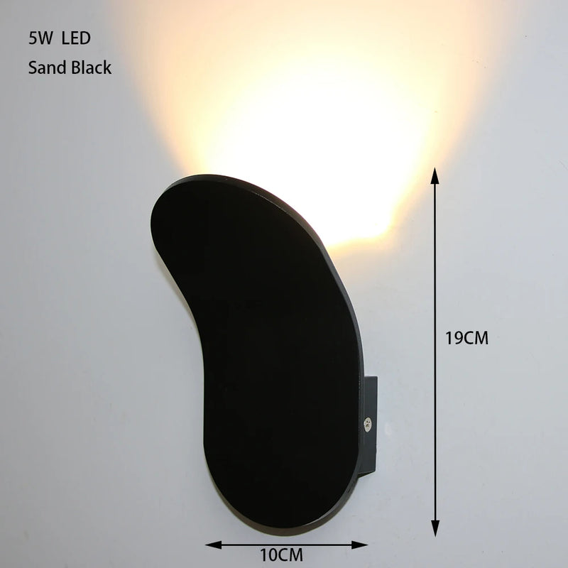 Applique Murale LED Galet ou Courbe, Blanche ou Noire, 5 ou 7 W