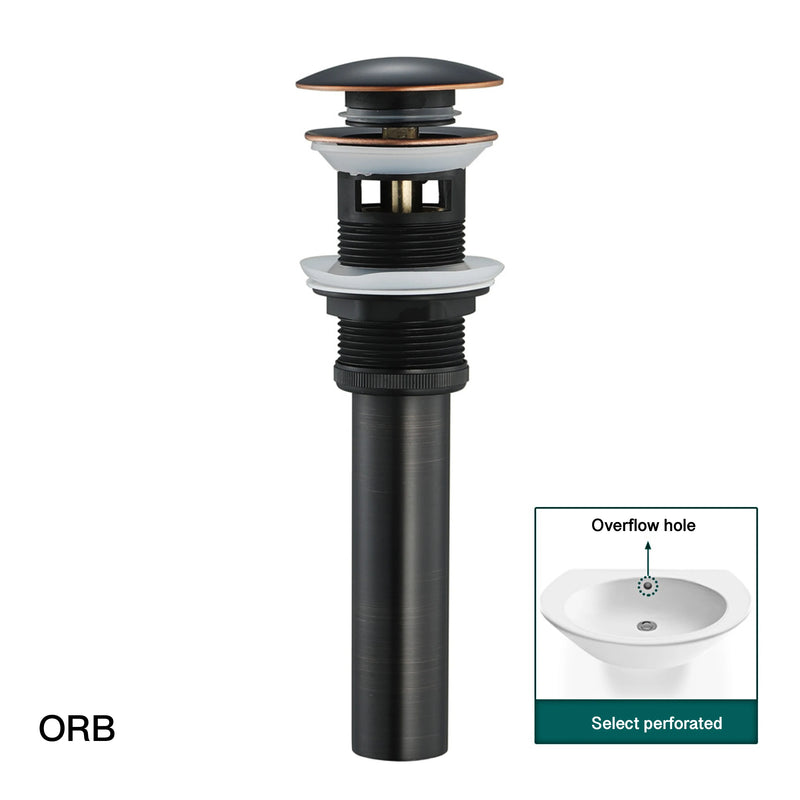 Bonde Lavabo Pop-Up Laiton 66 mm avec ou sans Trop-Plein, 8 Finitions