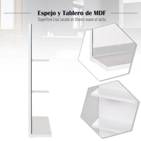 Miroir Salle de Bain Mural avec 3 Étagères Intégrées Blanc 60 cm