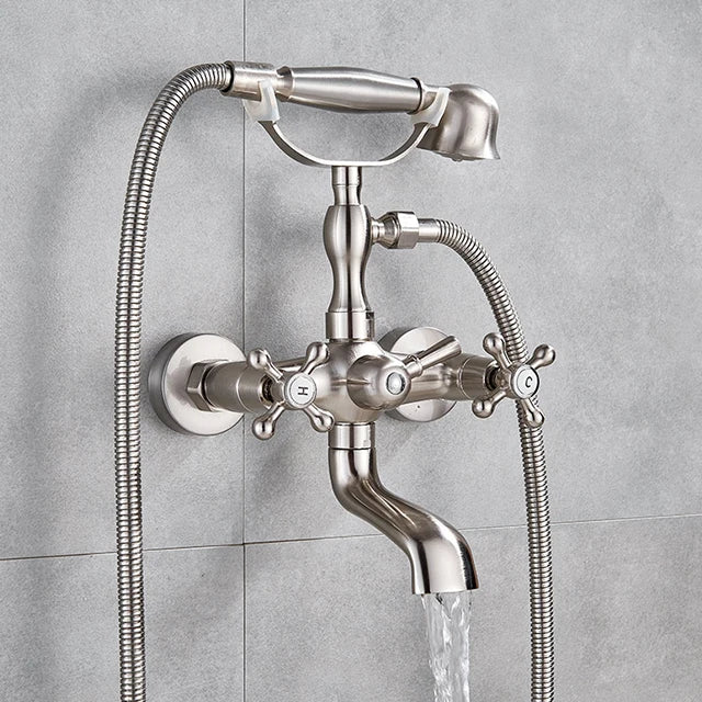 Robinet de Baignoire Laiton Cascade Dorée Style Rétro