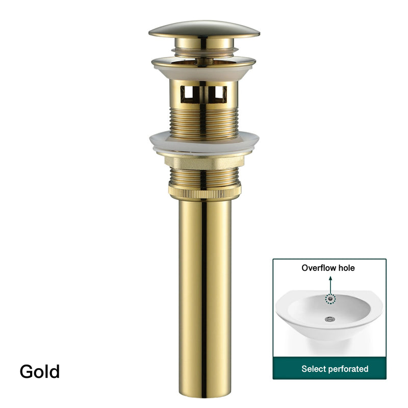 Bonde Lavabo Pop-Up Laiton 66 mm avec ou sans Trop-Plein, 8 Finitions