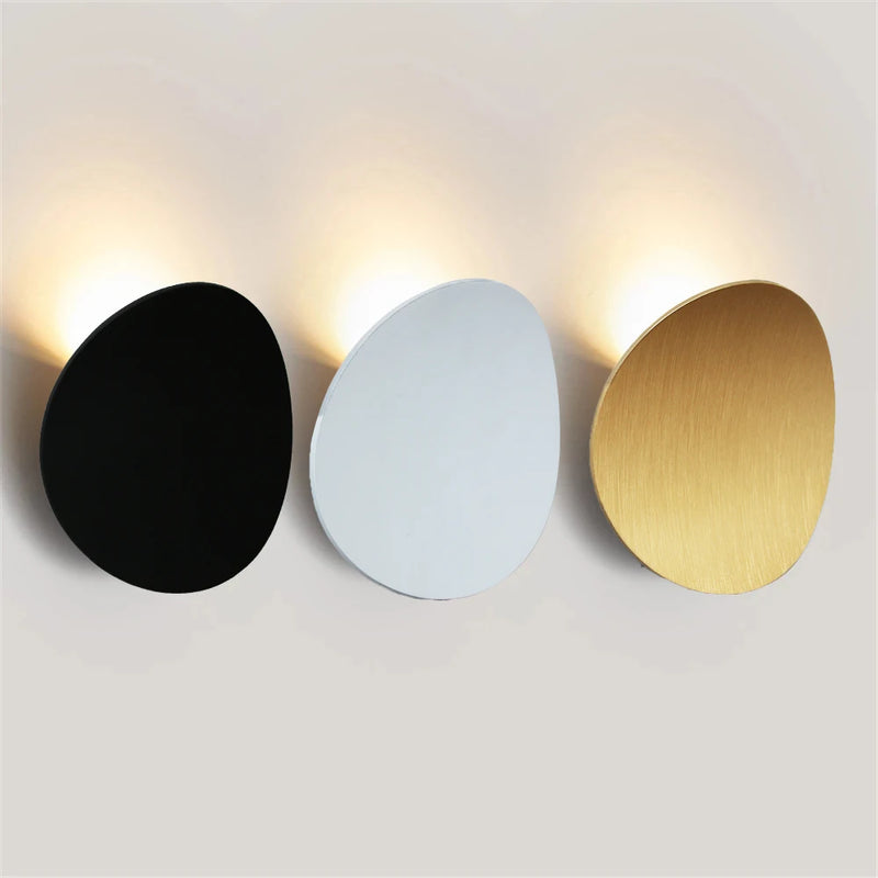 Applique Murale LED Galet ou Courbe, Blanche ou Noire, 5 ou 7 W
