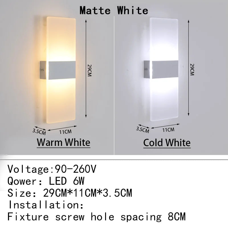 Applique Murale LED Acrylique Haut et Bas, 14 à 40 cm