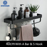 Étagère de Douche Murale avec Crochets et Barre