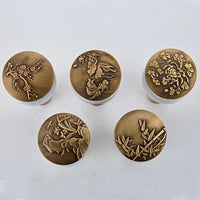 Bonde Lavabo Clic-Clac Laiton Bronze Antique, Bouchon Sculpté 5 Motifs