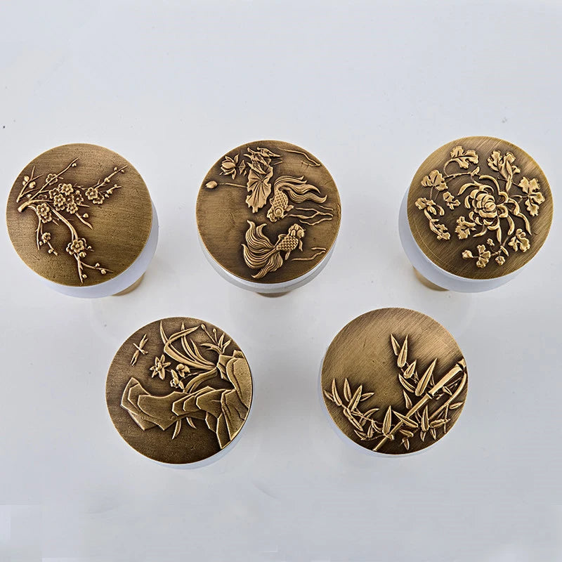 Bonde Lavabo Clic-Clac Laiton Bronze Antique, Bouchon Sculpté 5 Motifs