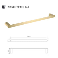 Accessoires Salle de Bain Doré Brossé en Inox 304, à la Pièce ou en Lot
