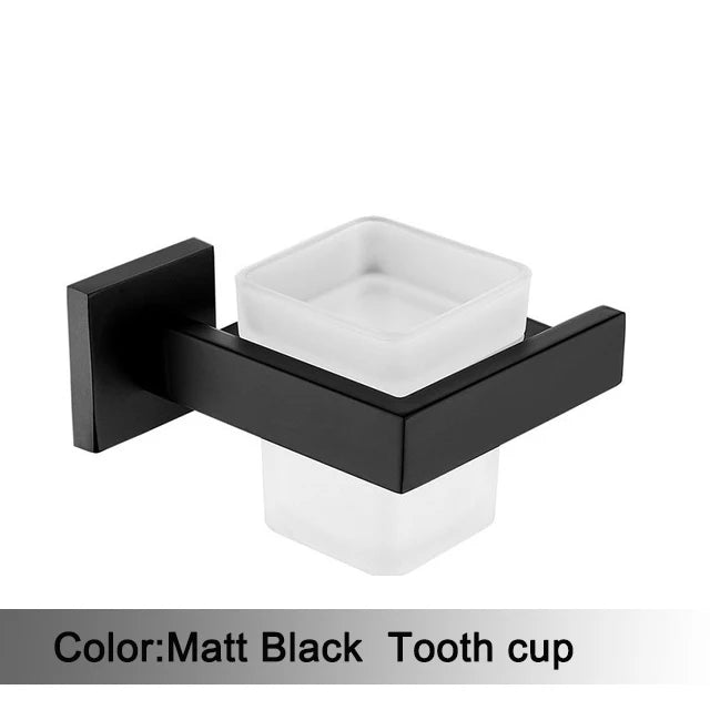 Accessoires Salle de Bain Noir Mat à la Pièce, 13 Articles