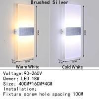 Applique Murale LED Acrylique Haut et Bas, 14 à 40 cm