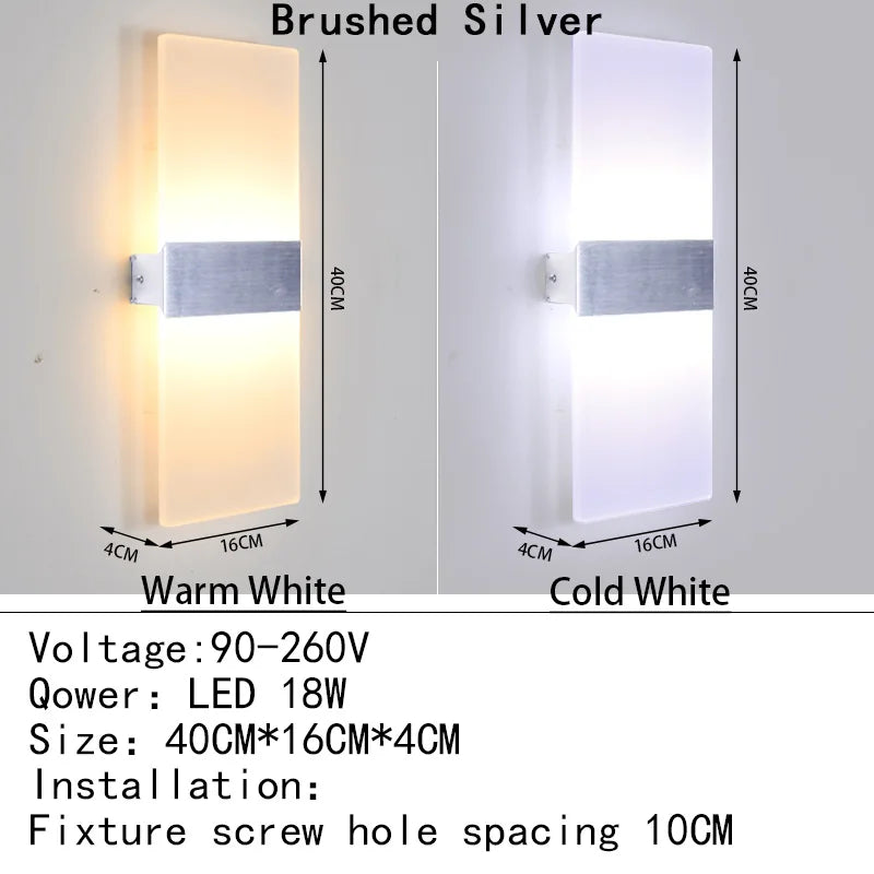 Applique Murale LED Acrylique Haut et Bas, 14 à 40 cm