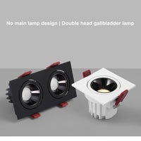 Spot LED Encastrable Carré Cuisine Anti-Éblouissement, Simple ou Double Tête