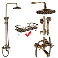 Colonne de Douche Rétro Laiton Antique ou Noir Mat, Pommeau Pluie 20 cm