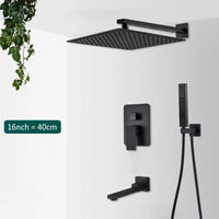 Douche Encastrable Noire Cascade de Pluie avec Bec