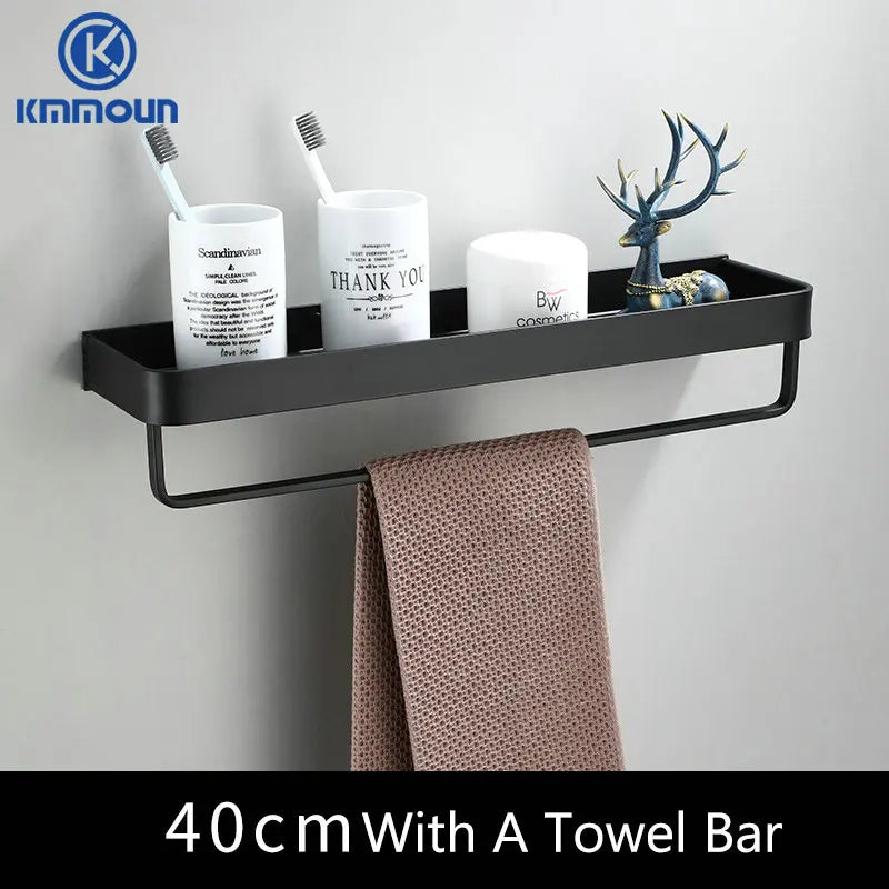 Étagère de Douche Murale avec Crochets et Barre
