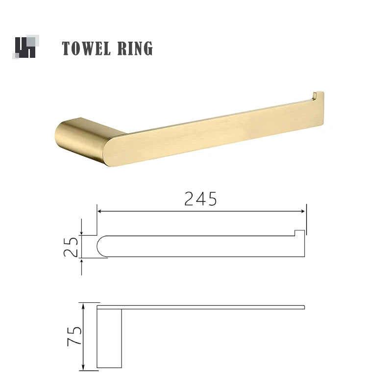 Accessoires Salle de Bain Doré Brossé en Inox 304, à la Pièce ou en Lot