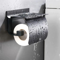 Porte-Papier Toilette Aluminium avec Étagère de Rangement