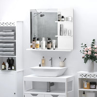 Miroir Salle de Bain Mural avec 3 Étagères Intégrées Blanc 60 cm