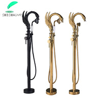 Robinet Baignoire sur Pied Col de Cygne Laiton avec Douchette, 4 Finitions