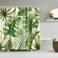 Rideau de Douche Feuillage Tropical Imperméable Polyester