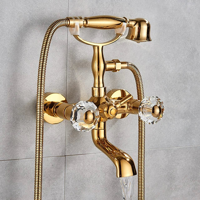 Robinet de Baignoire Laiton Cascade Dorée Style Rétro