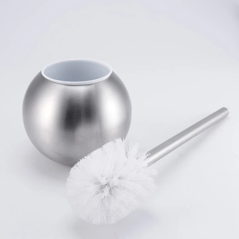 Brosse WC Inox avec Support Sphérique à Poser, Hauteur 37 cm
