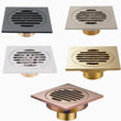 Bonde de Douche Carrée en Laiton Anti-Odeur, 7 Finitions